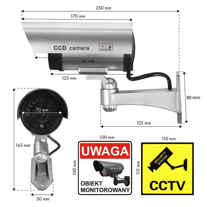 Caméra factice avec LED clignotante IR1100 S IR externe + 2 piles Varta Industrial AA