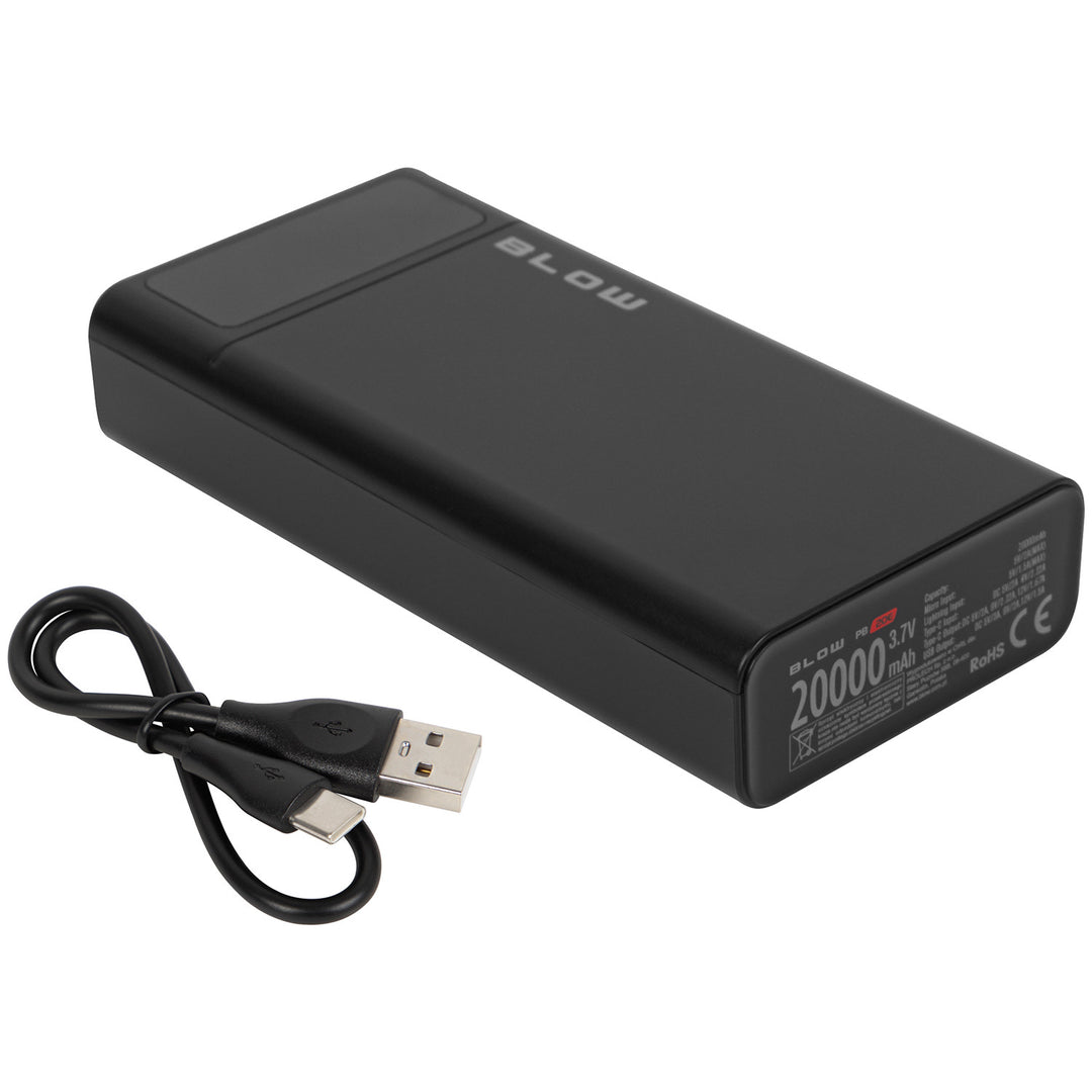 Batterie externe 20 000 mAh PB20E QC+PD 20 W + Lightning, noire, Blow
