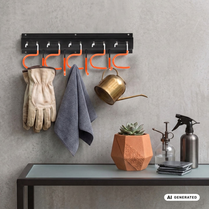 Organiseur mural pour outils de jardin Maclean, en acier, avec crochets, charge maximale de 30 kg, largeur 40 cm, MC-193