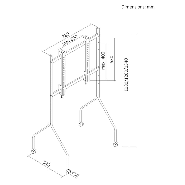 Support / chariot pour téléviseur Maclean, sur roulettes, 37-80", charge max. 50 kg, VESA max. 600 x 400, blanc, MC-180 W