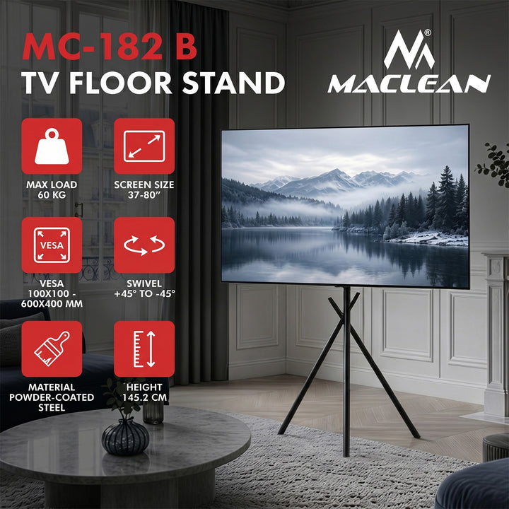 Support / pied de sol pour téléviseur Maclean, 37-80", VESA max. 600x400, max. 60 kg, MC-182 B