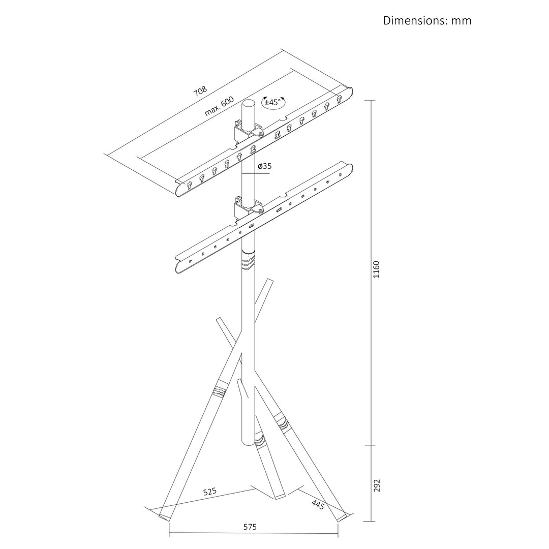 Support / pied de sol pour téléviseur Maclean, 37-80", VESA max. 600x400, max. 60 kg, MC-182 W