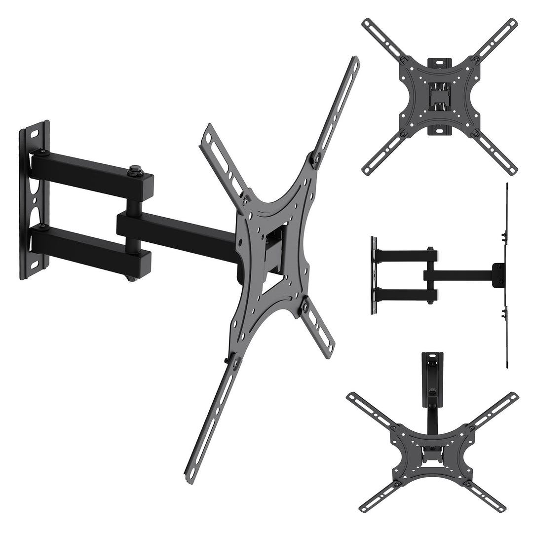 Support / fixation pour téléviseur Maclean, VESA max. 400 x 400, 32-55 pouces, jusqu'à 25 kg, noir, inclinaison réglable de 0° à -15° et rotation de +90° à -90°, MC-190