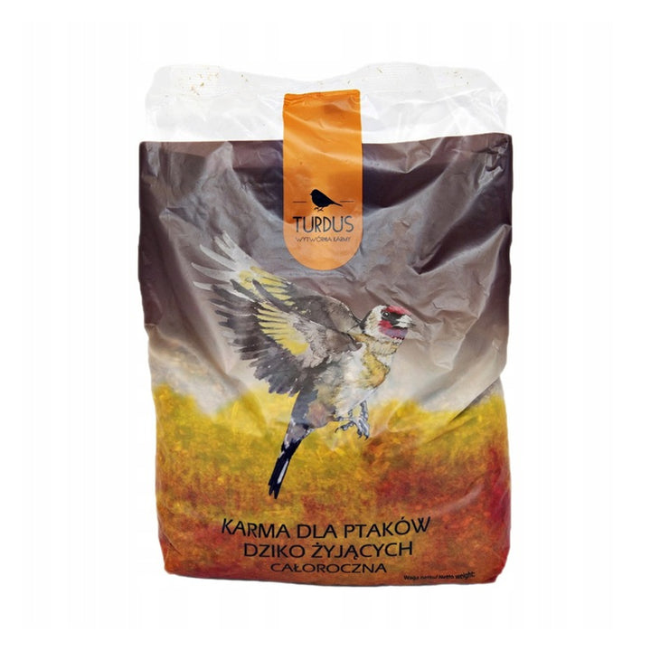 Mangeoire à oiseaux Woodok, bois d'épicéa, cuit, crochets solides + graines pour oiseaux 1kg