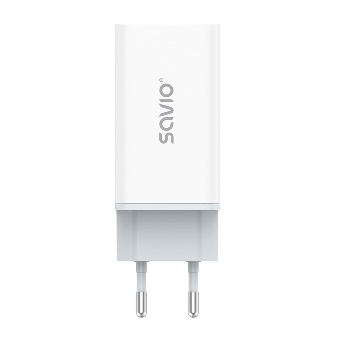 Chargeur secteur Savio, 1x USB-A, 2x USB-C, GaN, 65W, blanc, SAVLA-07