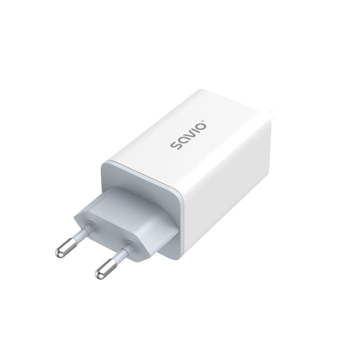 Chargeur secteur Savio, 1x USB-A, 2x USB-C, GaN, 65W, blanc, SAVLA-07