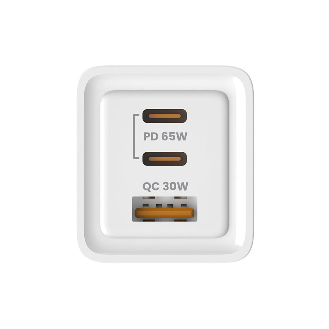 Chargeur secteur Savio, 1x USB-A, 2x USB-C, GaN, 65W, blanc, SAVLA-07
