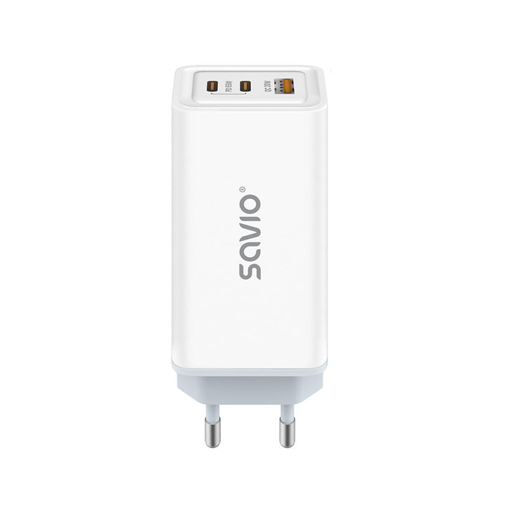 Chargeur secteur Savio, 1x USB-A, 2x USB-C, GaN, 65W, blanc, SAVLA-07