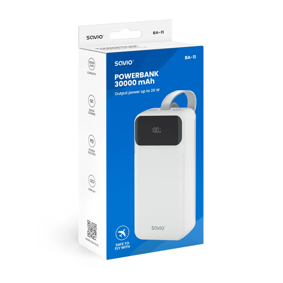 Powerbank SAVIO, 2 ports USB, 1 port USB-C, Quick Charge, Power Delivery, SAVBA-11