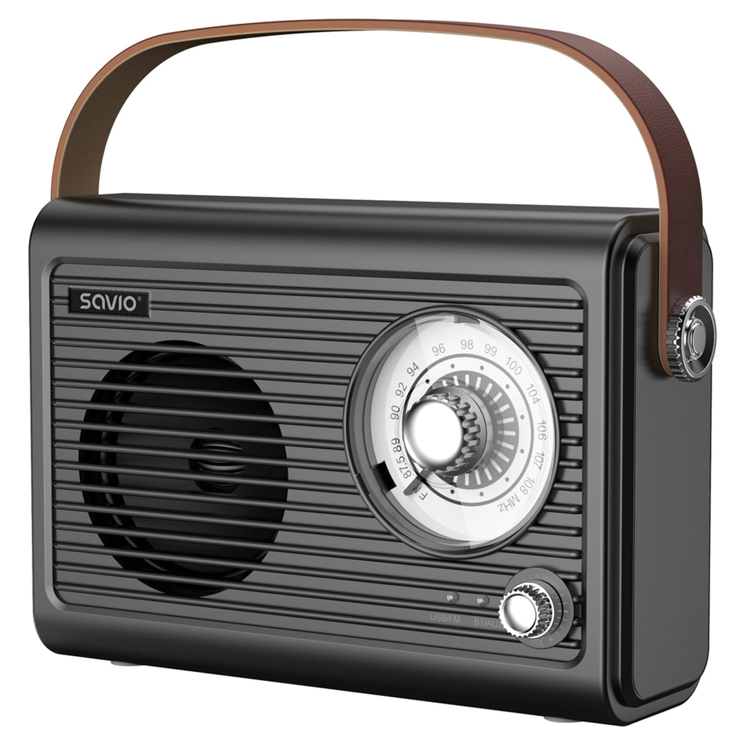 Radio FM portable Savio, alimentée par batterie, Bluetooth, AUX, SAVRS-01