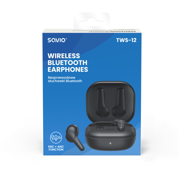 Casque sans fil Savio, Bluetooth 5.3, ANC, USB-C, noir