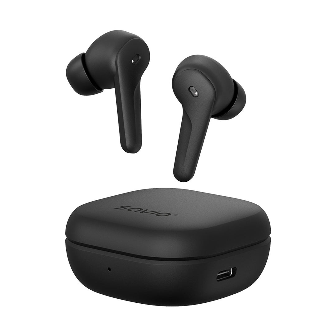 Casque sans fil Savio, Bluetooth 5.3, ANC, USB-C, noir