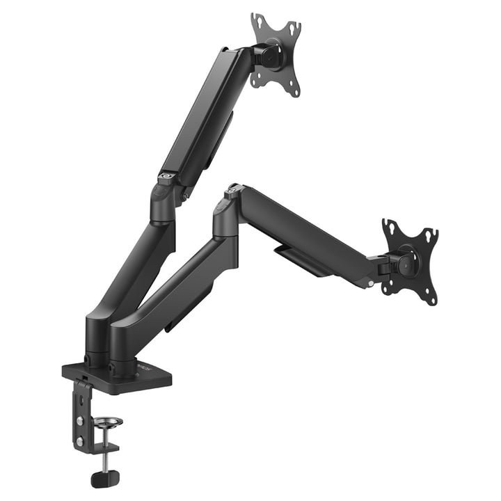 Support de bureau Savio pour double écran, 17-32'', 9kg de charge par écran, VESA, mécanisme à ressort, noir, SAVUM-04