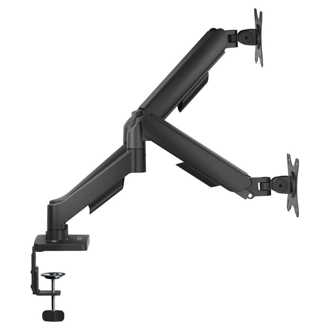 Support de bureau Savio pour double écran, 17-32'', 9kg de charge par écran, VESA, mécanisme à ressort, noir, SAVUM-04
