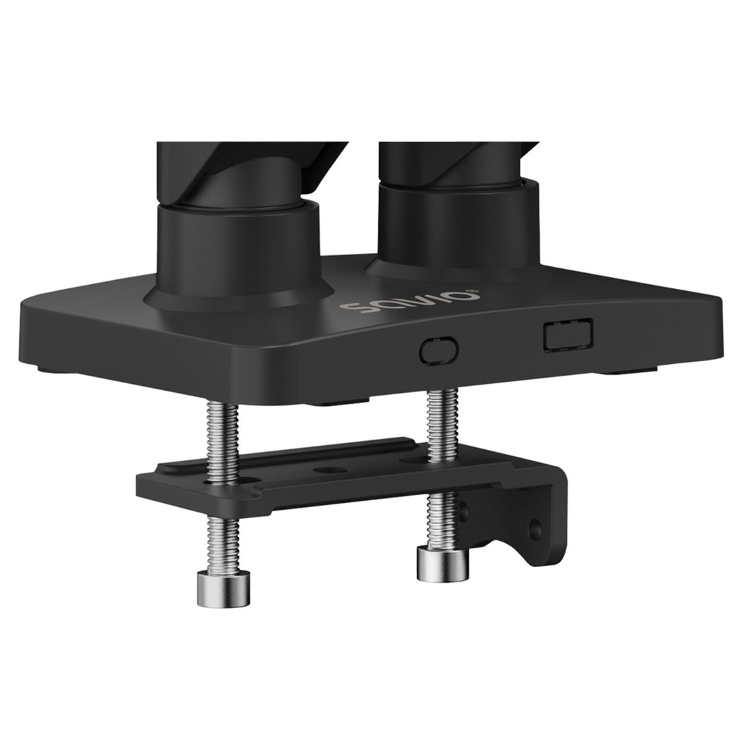 Support de bureau Savio pour double écran, 17-32'', 9kg de charge par écran, VESA, mécanisme à ressort, noir, SAVUM-04