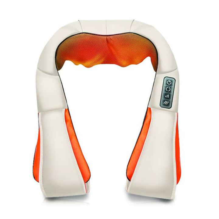 Masseur d'épaules LTC Shiatsu 6D, 3 vitesses, 5V, 24W, Fonction de chauffage, Rétro-éclairage LED, Sangles antidérapantes