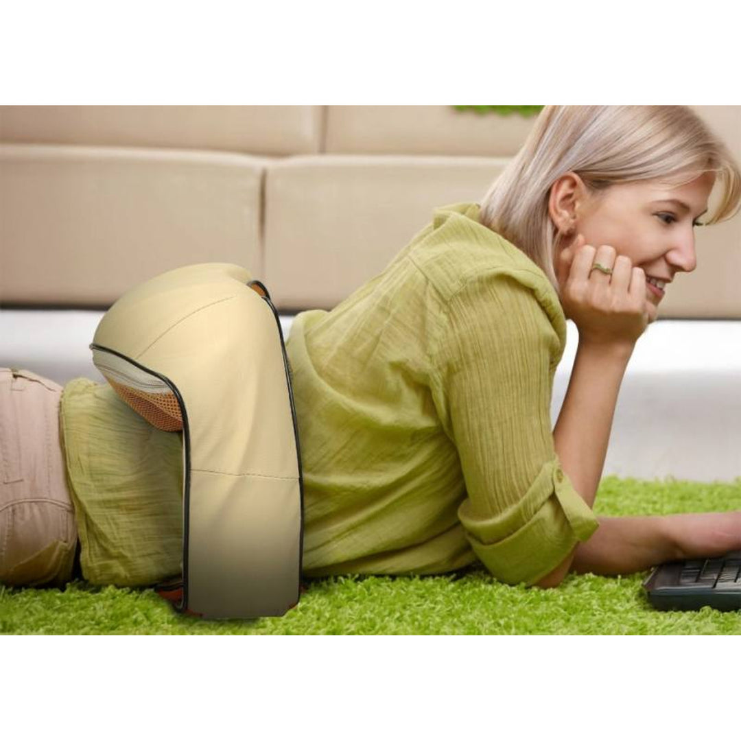 Masseur d'épaules LTC Shiatsu 6D, 3 vitesses, 5V, 24W, Fonction de chauffage, Rétro-éclairage LED, Sangles antidérapantes