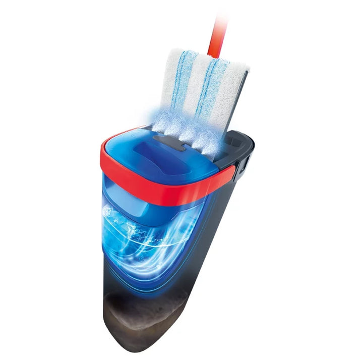 Vileda H2prO mop plat, 100% séparation eau propre/eau sale, deux réservoirs, pad microfibre, embout 360°, 175774
