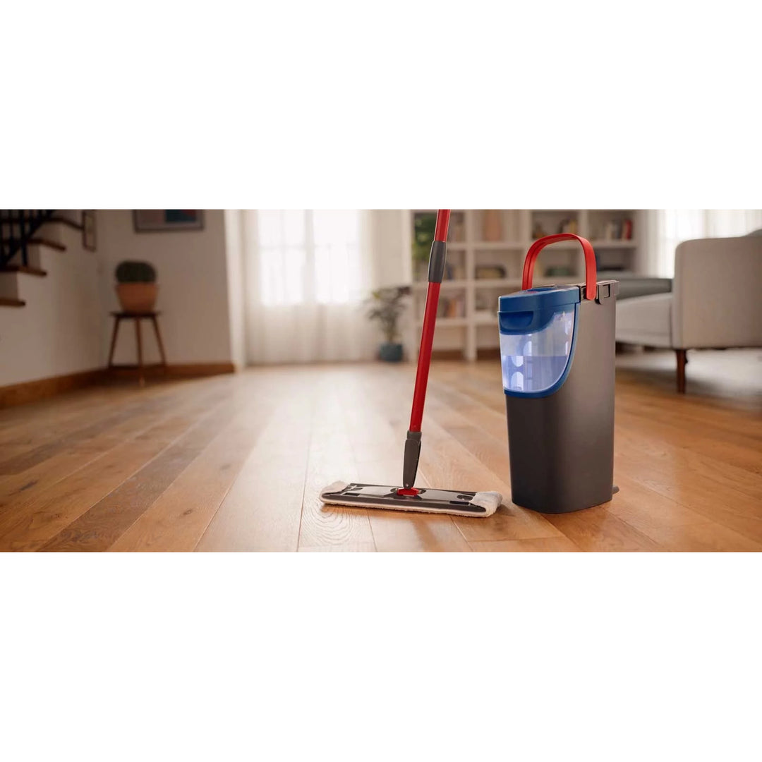 Vileda H2prO mop plat, 100% séparation eau propre/eau sale, deux réservoirs, pad microfibre, embout 360°, 175774