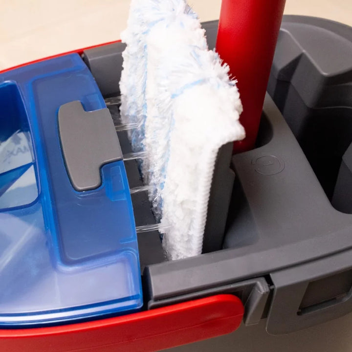 Vileda H2prO mop plat, 100% séparation eau propre/eau sale, deux réservoirs, pad microfibre, embout 360°, 175774