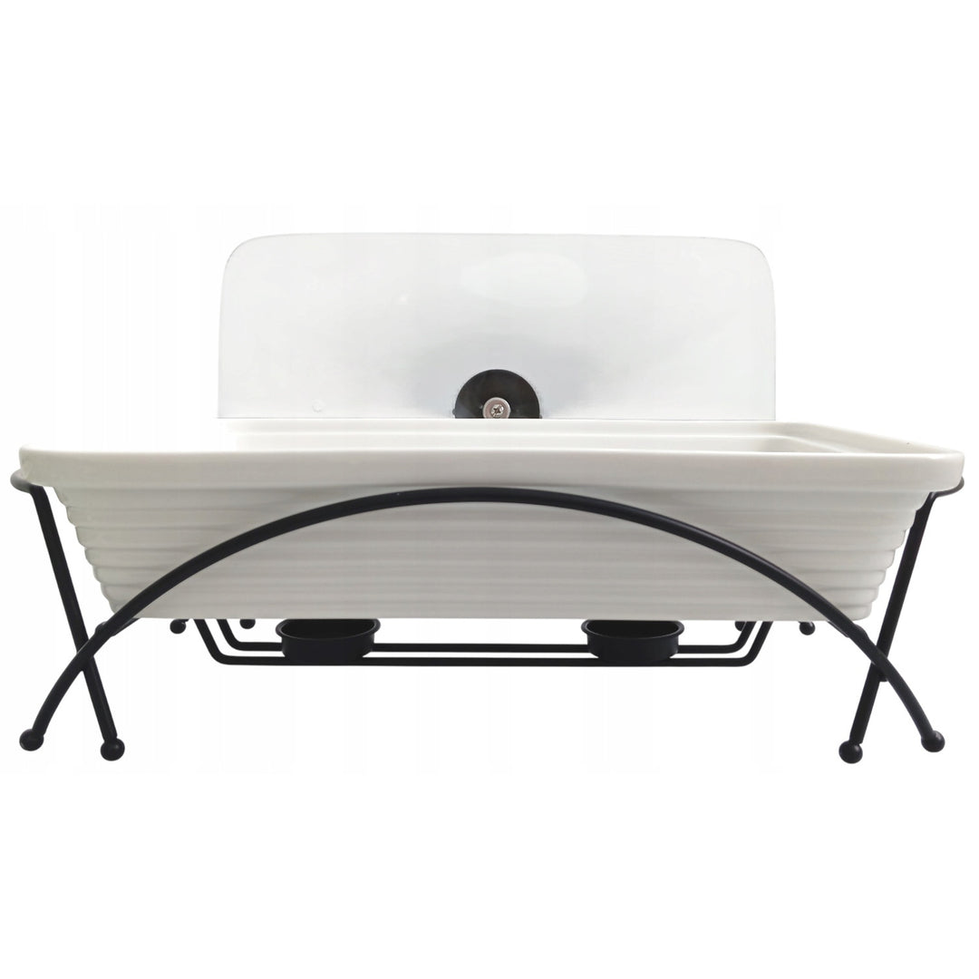 Chauffe-plats céramique Maestro, rectangulaire, blanc, capacité 2,4L, utilisable au four, grille et couvercle avec poignée inclus, MR-11562-73