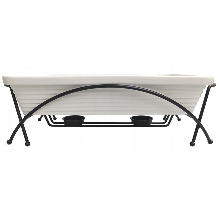 Chauffe-plats céramique Maestro, rectangulaire, blanc, capacité 2,4L, utilisable au four, grille et couvercle avec poignée inclus, MR-11562-73