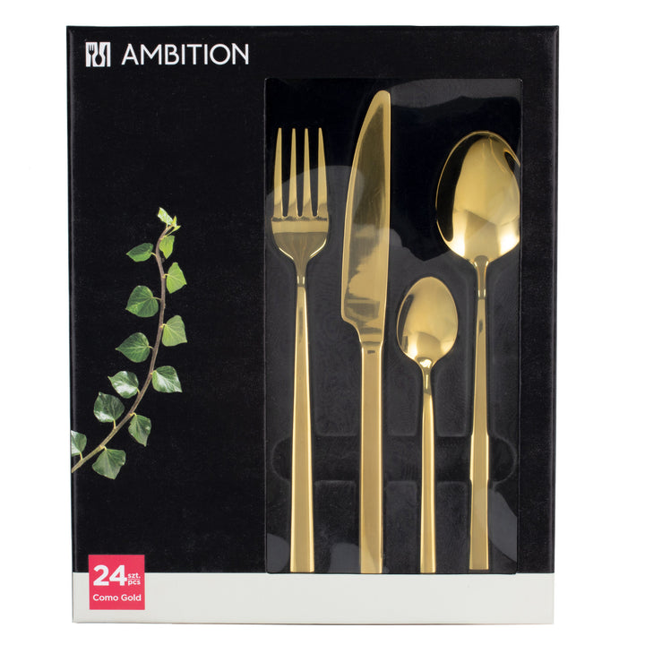 Set de couverts pour 6 personnes Como Gold 24 pièces Coffret cadeau AMBITION