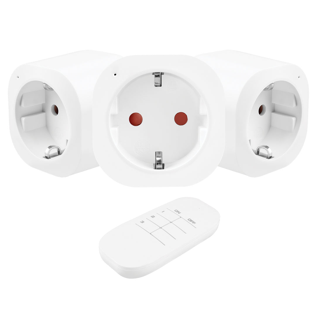 Prises commandées par télécommande GreenBlue, lot de 3, programmables, portée jusqu'à 30 m, 220-240 V CA, 50/60 Hz, 16 A, 433 MHz, GB313 F