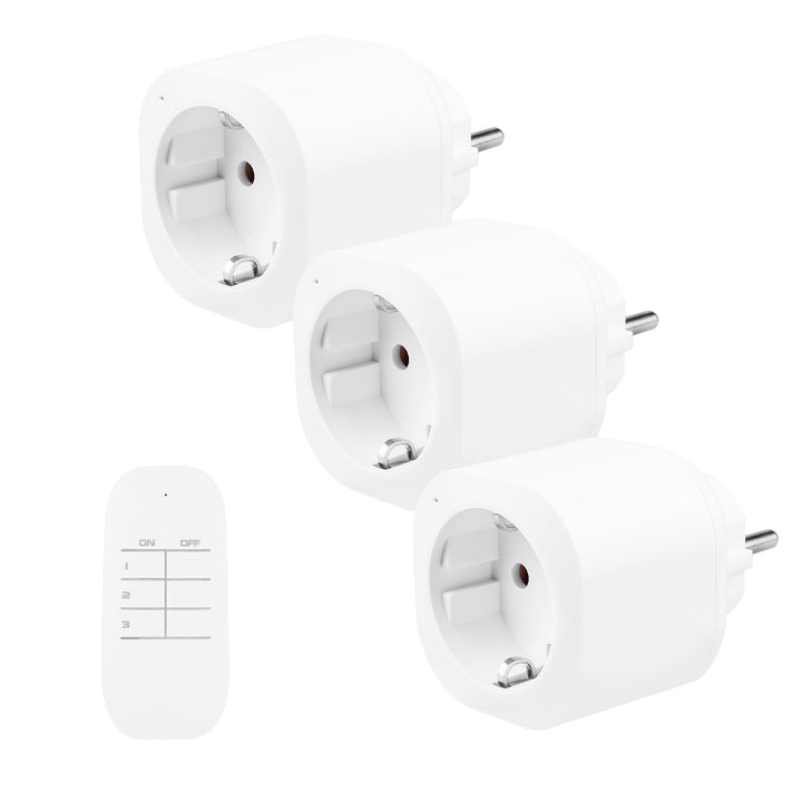 Prises commandées par télécommande GreenBlue, lot de 3, programmables, portée jusqu'à 30 m, 220-240 V CA, 50/60 Hz, 16 A, 433 MHz, GB313 F