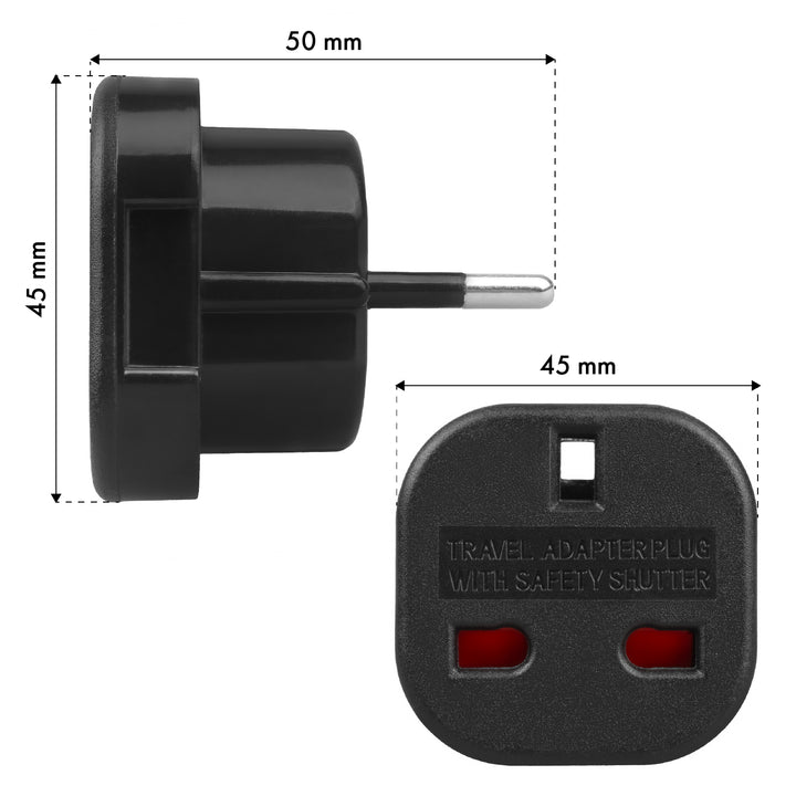 Adaptateur Maclean UK socket vers EU plug, noir, MCE72, 4 pièces