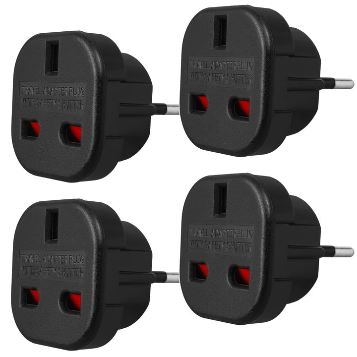 Adaptateur Maclean UK socket vers EU plug, noir, MCE72, 4 pièces