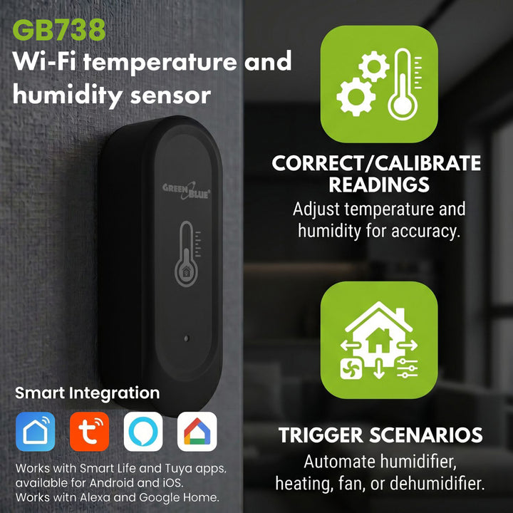 Capteur externe de température et d'humidité WiFi GreenBlue, Android/iOS, 3,0 V CC, LR03 x 2, IP65, GB741