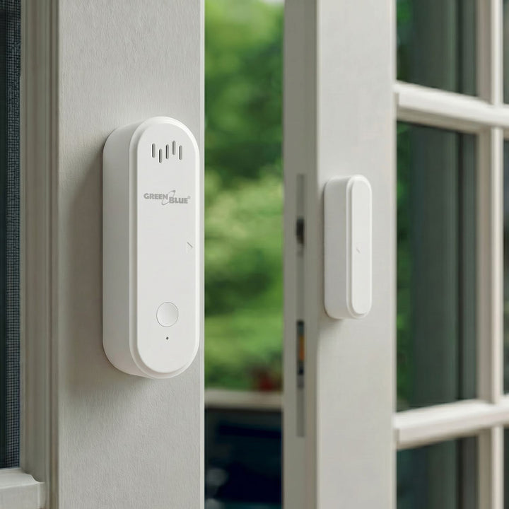 Contacteur sans fil / capteur d'ouverture WiFi GreenBlue, Android/iOS, pour portes / fenêtres, 3,0 V CC, LR03x2, avec alarme, GB478
