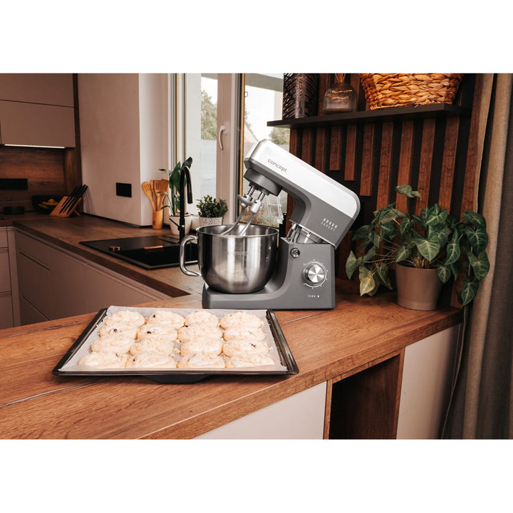 Robot pâtissier Concept Dough Expert, puissance 1900 W, double crochet, fonction de chauffage du bol, 6 vitesses différentes, RM6010