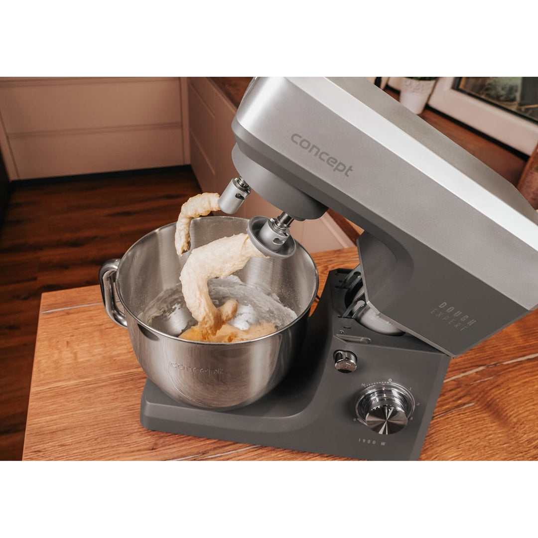 Robot pâtissier Concept Dough Expert, puissance 1900 W, double crochet, fonction de chauffage du bol, 6 vitesses différentes, RM6010