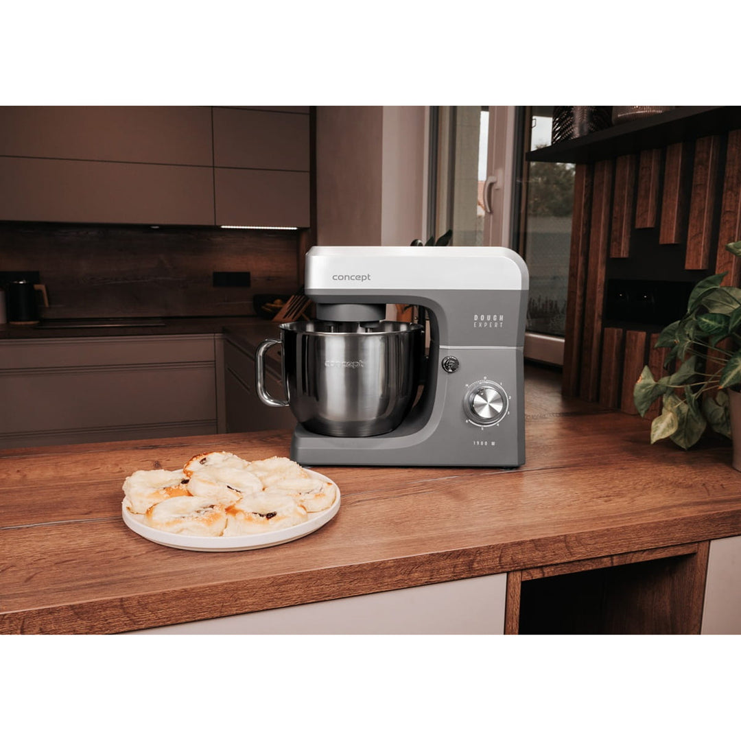 Robot pâtissier Concept Dough Expert, puissance 1900 W, double crochet, fonction de chauffage du bol, 6 vitesses différentes, RM6010