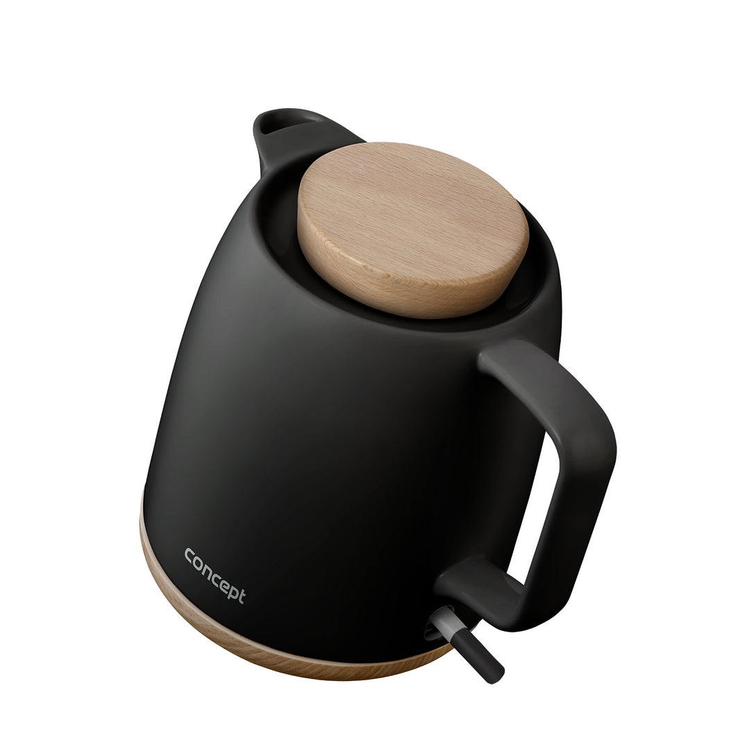 Bouilloire électrique en céramique Concept, capacité 1 L, 1200 W, couleur noire, connecteur Strix, filtre anti-calcaire, socle rotatif, RK0086