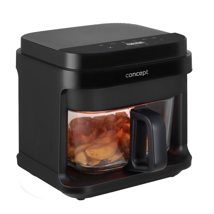 Friteuse sans huile Concept Glass&Fast, capacité 5,5 L, 7 programmes, écran tactile LED, mode de cuisson sain, récipient en verre, FR5500