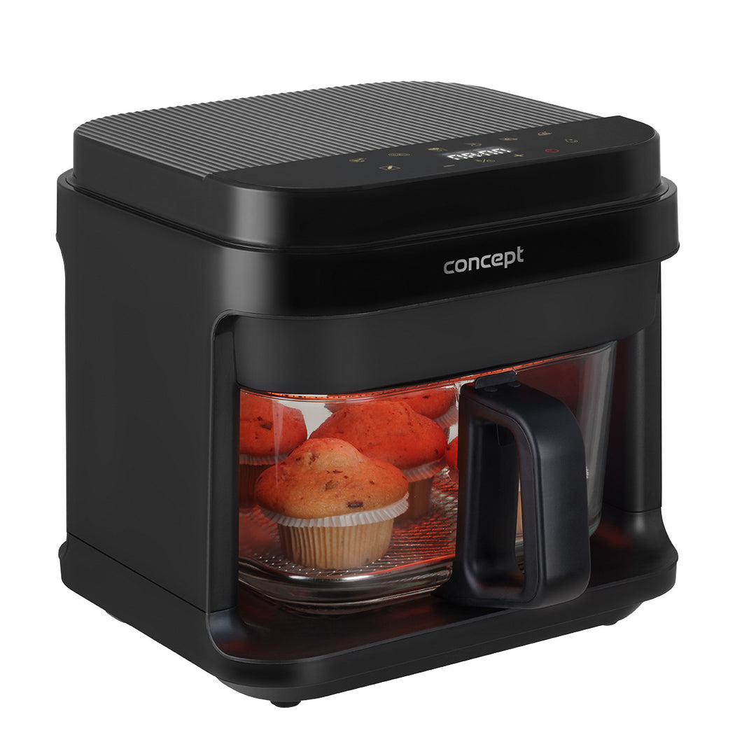 Friteuse sans huile Concept Glass&Fast, capacité 5,5 L, 7 programmes, écran tactile LED, mode de cuisson sain, récipient en verre, FR5500