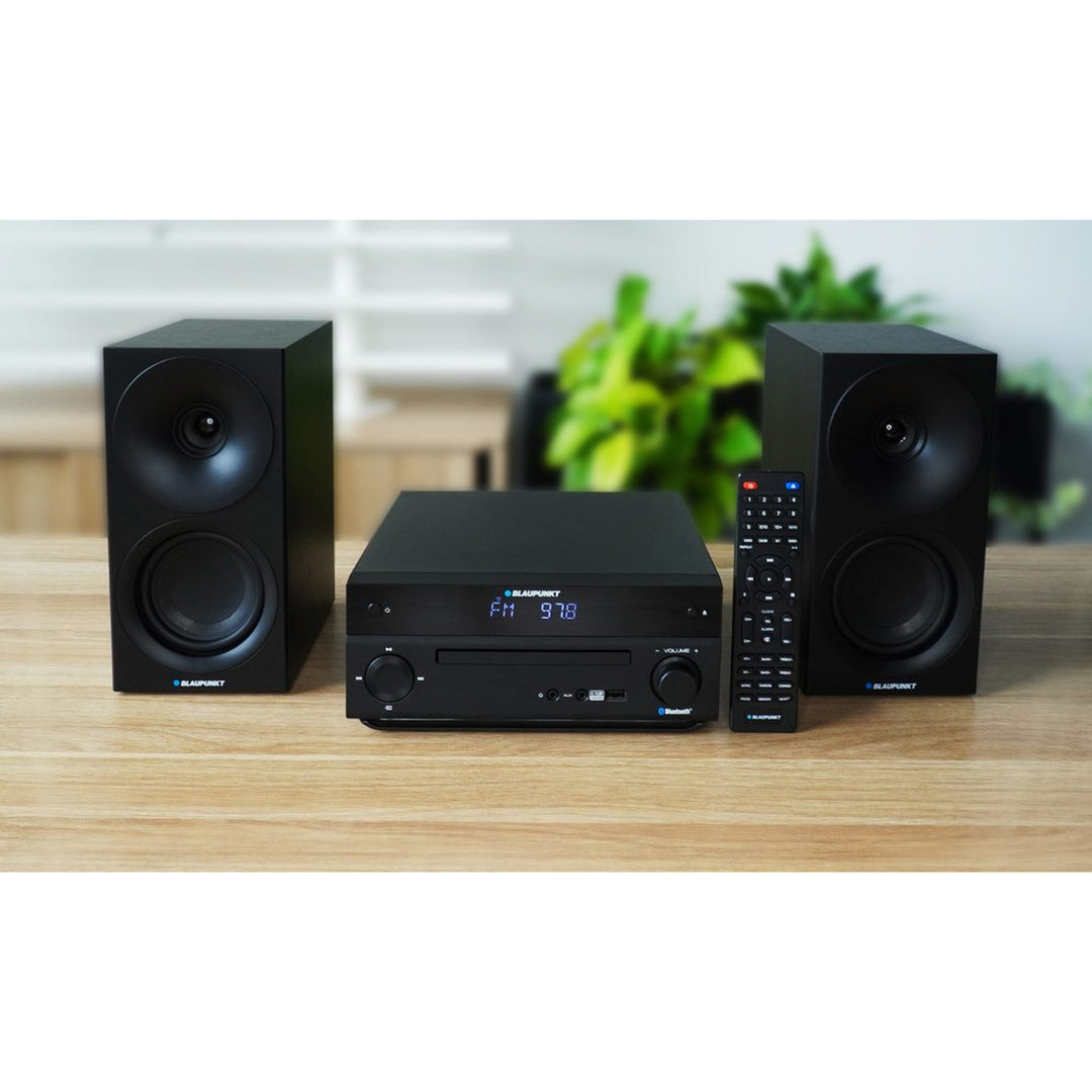 Microchaîne Blaupunkt, puissance 150 W, radio FM, prise AUX et connecteur USB, Bluetooth, entrée HDMI, horloge avec alarme, écran LED, couleur noire, MS30.02BT