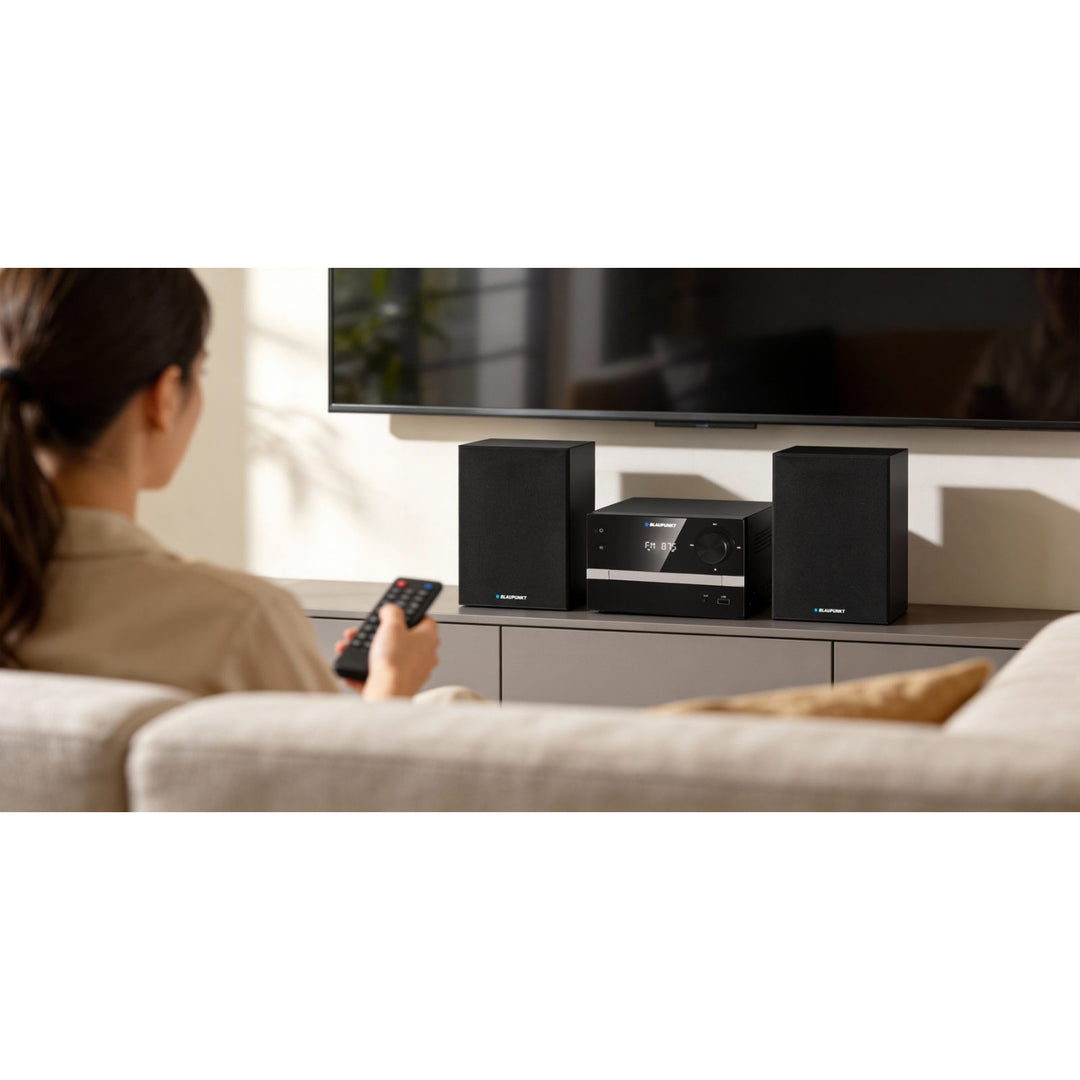 Microchaîne Blaupunkt, Bluetooth, radio FM, puissance 20 W RMS, horloge avec fonction alarme, CD/MP3/USB/AUX, MS9BT