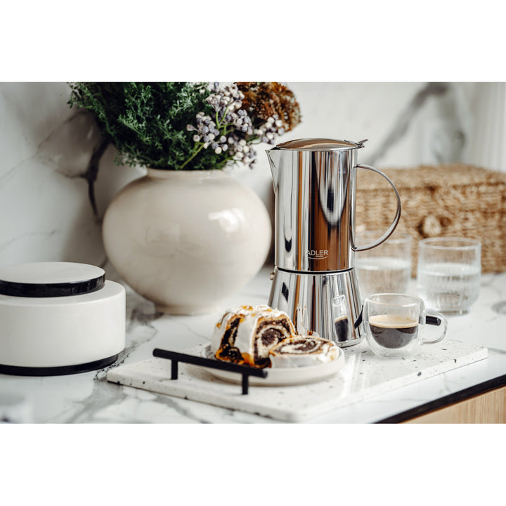 Cafetière Adler, cafetière expresso, capacité 620 ml, couleur argent acier, AD 4417