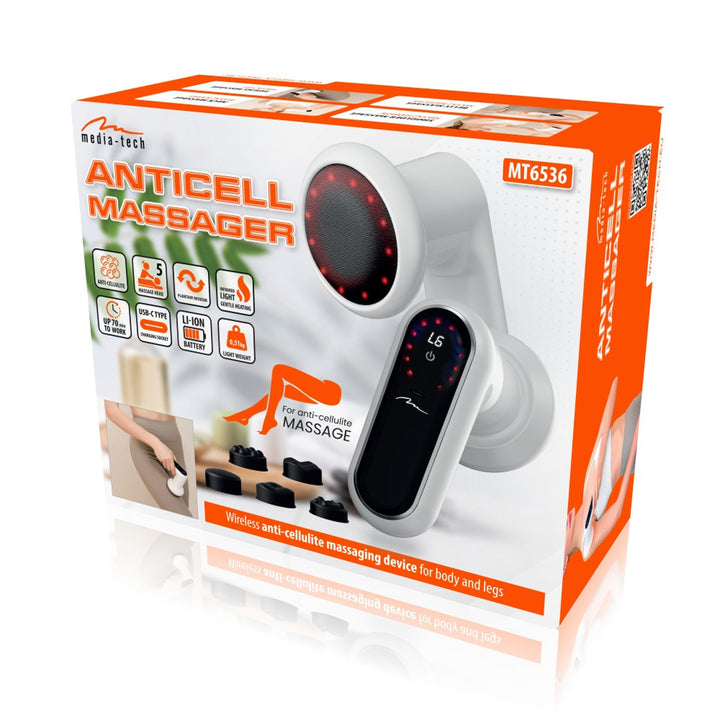 Appareil de massage anti-cellulite, MEDIA-TECH, pistolet de massage, 5 têtes de massage, 6 vitesses, MT6536