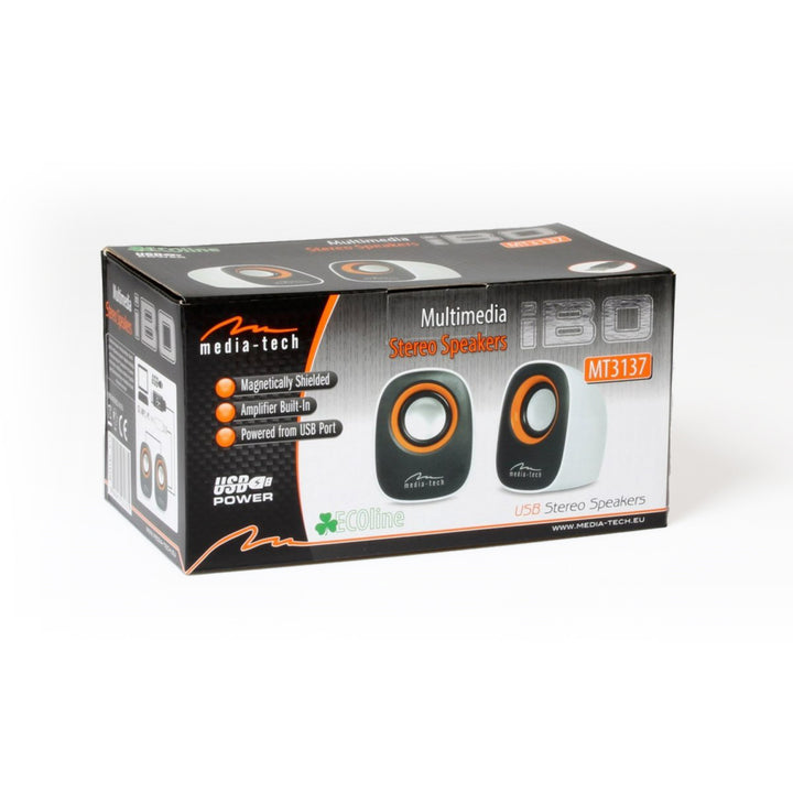 Enceintes d'ordinateur 2.0 alimentées par USB, Media-Tech, MT3137