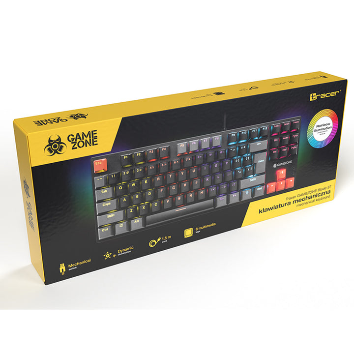 Clavier mécanique Tracer, rétroéclairage arc-en-ciel coloré, GAMEZONE Blade 87