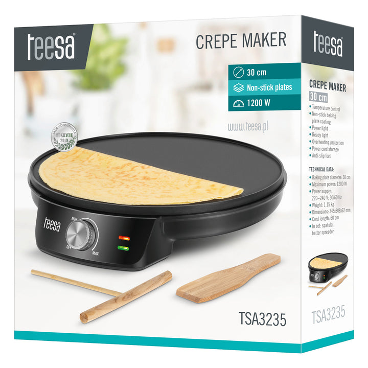 Crêpière Teesa, poêle électrique à crêpes, diamètre de la plaque 30 cm, puissance 1200 W, TSA3235