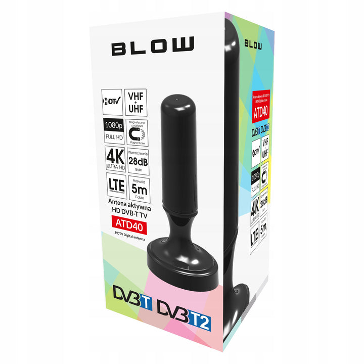 Antenne DVB-T Blow, active interne, gain 28 dB, filtre LTE intégré, réception dans la bande 168-790 MHz, 21-040#