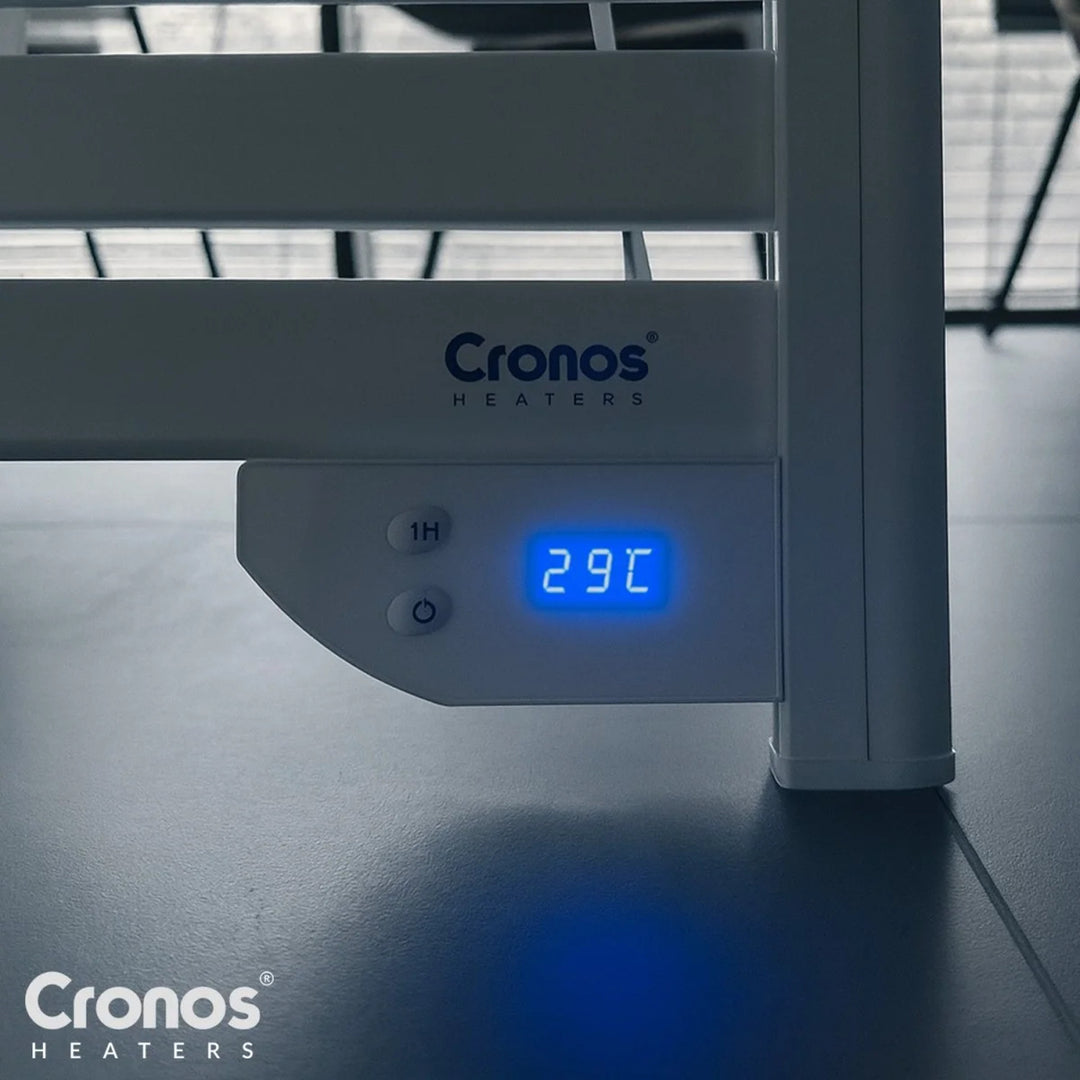 Radiateur électrique de salle de bain Cronos, puissance 500 W, chauffe une pièce jusqu'à 6 m², écran LCD, fonctions AUTO, TIMER et détection de fenêtre ouverte, TW-500