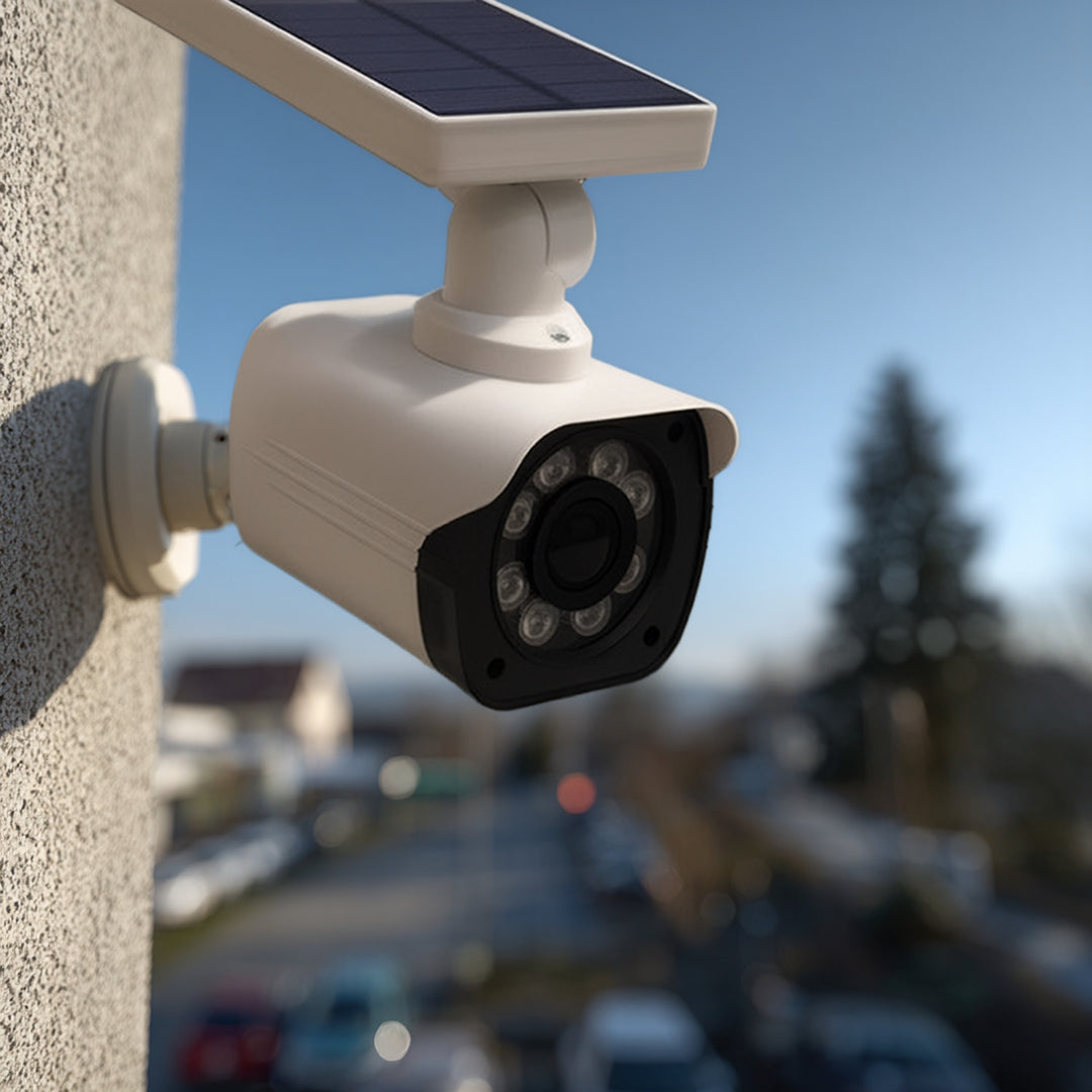 Fausse caméra solaire, LED clignotante, détecteur de mouvement, éclairage LED, autocollant gratuit, SOL1800S, 2 pièces