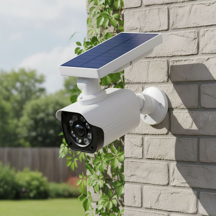 Fausse caméra solaire, LED clignotante, détecteur de mouvement, éclairage LED, autocollant gratuit, SOL1800S, 4 pièces